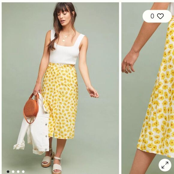 Faithful the Brand Marin Midi Skirt Constance Button Front Floral 8 L‎ - Picture 1 of 11